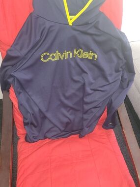 Calvin Klein Navy Hoodie with Yellow Trim